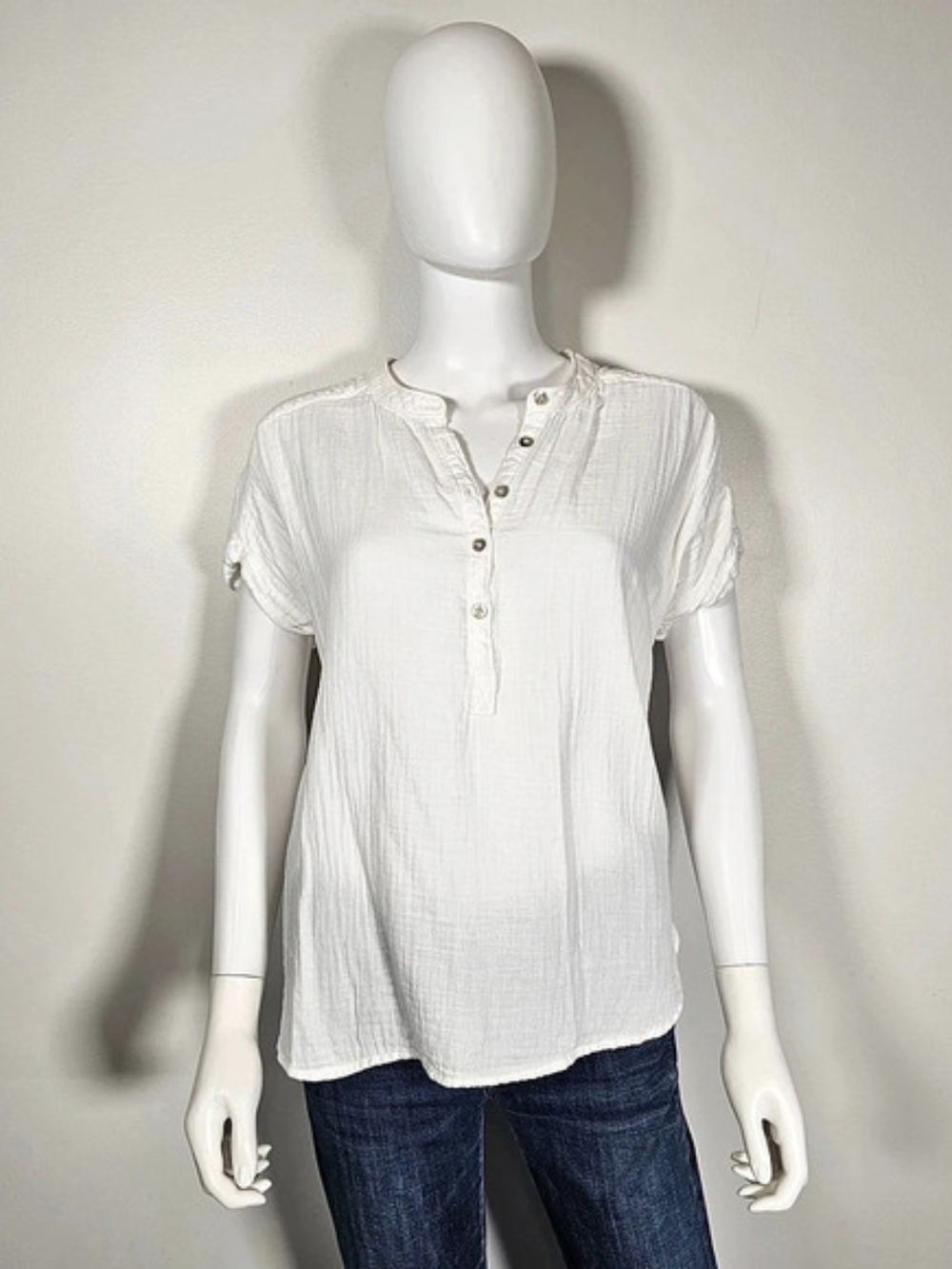 Faherty Organic Cotton Henley White Sz S